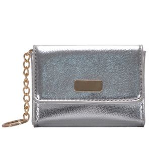Metallic Card Holder Keychain